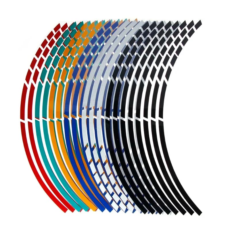 1 Set Decalcomanie per pneumatici per auto moto Strisce di rivestimento Adesivo riflettente universale per ruota per bici Nastro per cerchioni per moto impermeabile