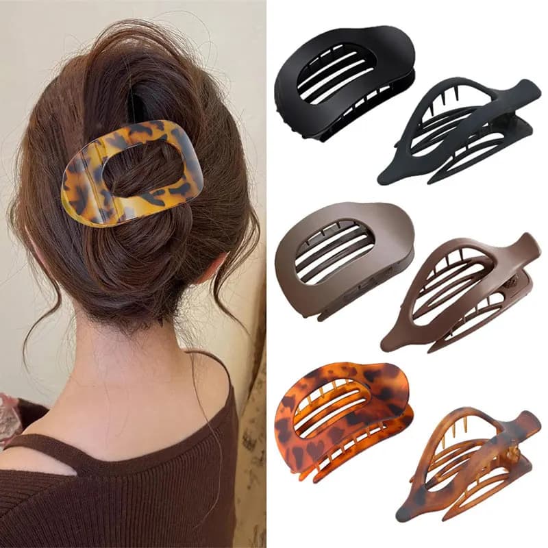 4 fermagli per capelli a forma di artiglio di squalo, piatti, ovali e curvi, in tinta unita, eleganti, per donne, accessori per capelli per tutti i tipi di capelli