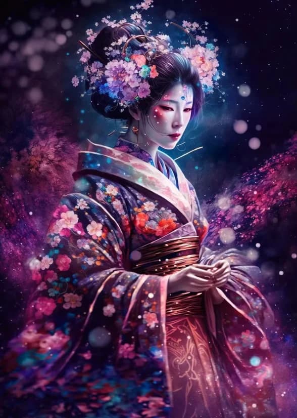 Cherry Blossoms Woman Kimono Portrait 500/1000/1200/2000 PCS Jigsaw Puzzles Family Activity Game for Gameroom Bedroom Home Decor