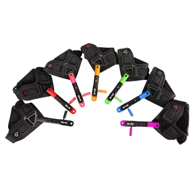 Tiro con l'arco Arco composto Rilascio cinturino da polso Aiuti per il rilascio Trigger Design pieghevole 360 ° Ruota gli accessori per il tiro da caccia con pinza