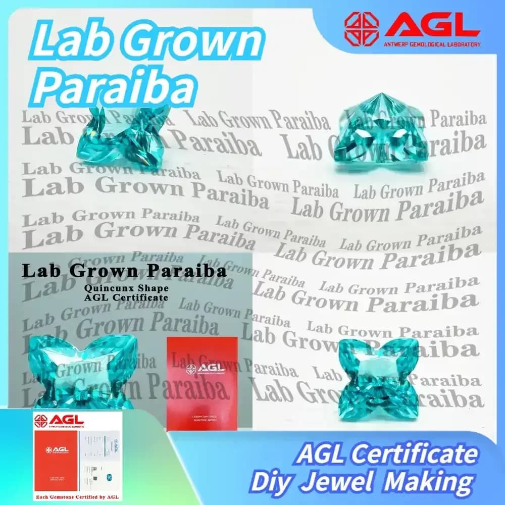Lab Grown Paraiba Gemstone for DIY Jewelry Making Ring Necklace Inlay Quincunx Shape Lab Created Paraiba Tourmaline AGL