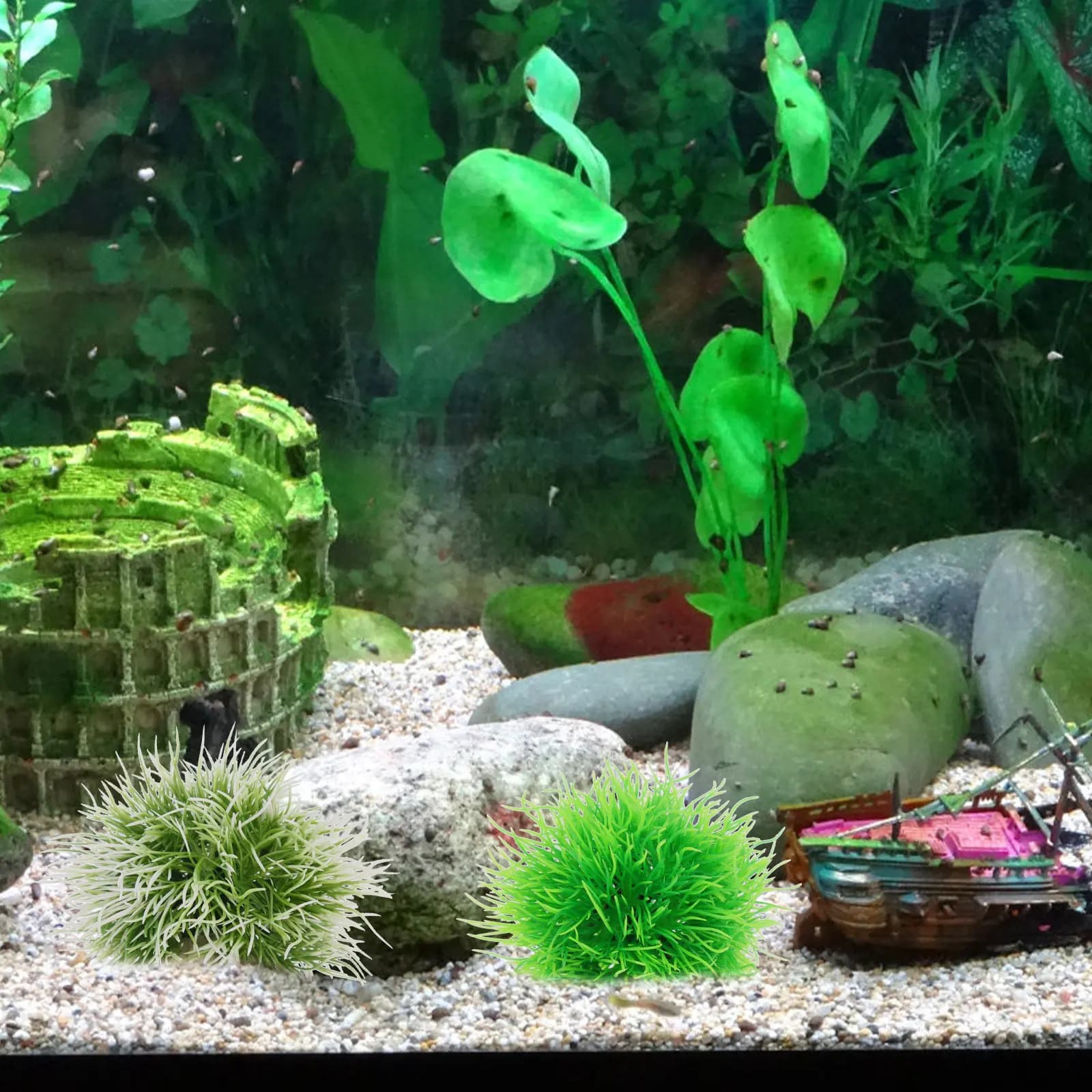 2 Pezzi di Erba Sintetica Realistica per Acquario, Piante Finte Leggere, Ornamenti Decorativi Artificiali per Acquario