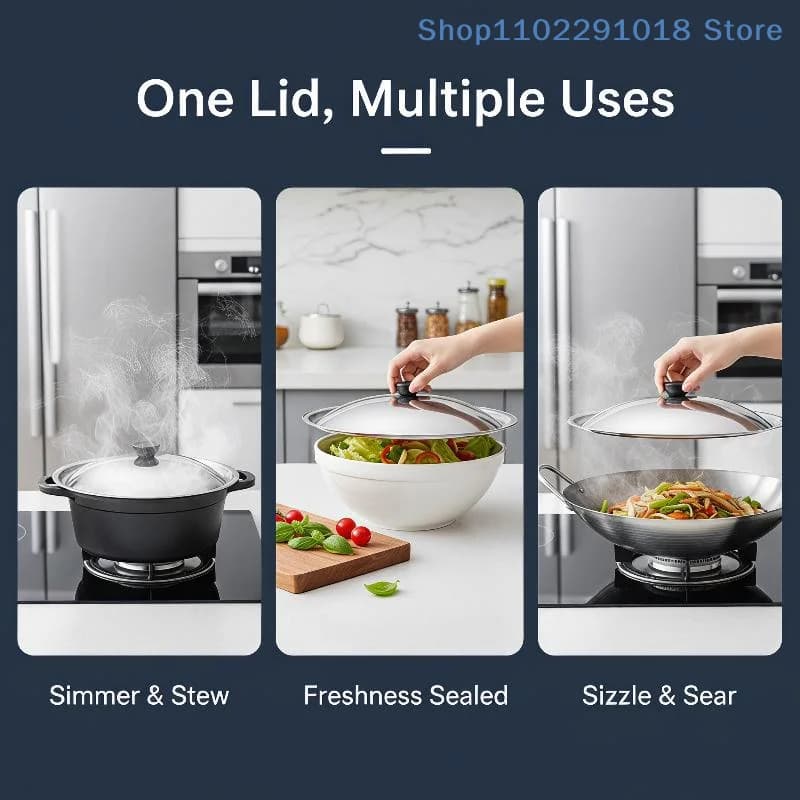 practical1Pcs Stainless Steel Pot Lid Casserole Saucepan Stock Pot Fry Pan Cookwarehousehold