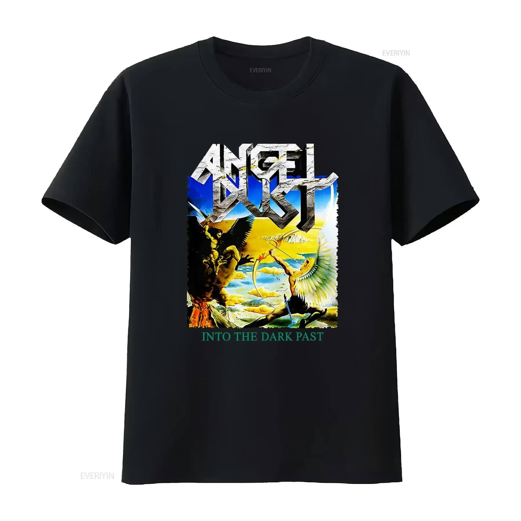 Maglietta Angel Dust Into the Dark Past per uomo, nera, taglie dalla S alla 2345XL, BE590, vintage, effetto lavato, abbigliamento firmato da uomo