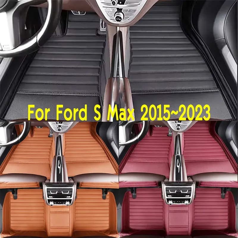 Car Floor Mats Suitable for Ford S Max 2015~2023 Anti slip and wear-resistant PU leather car interior mat