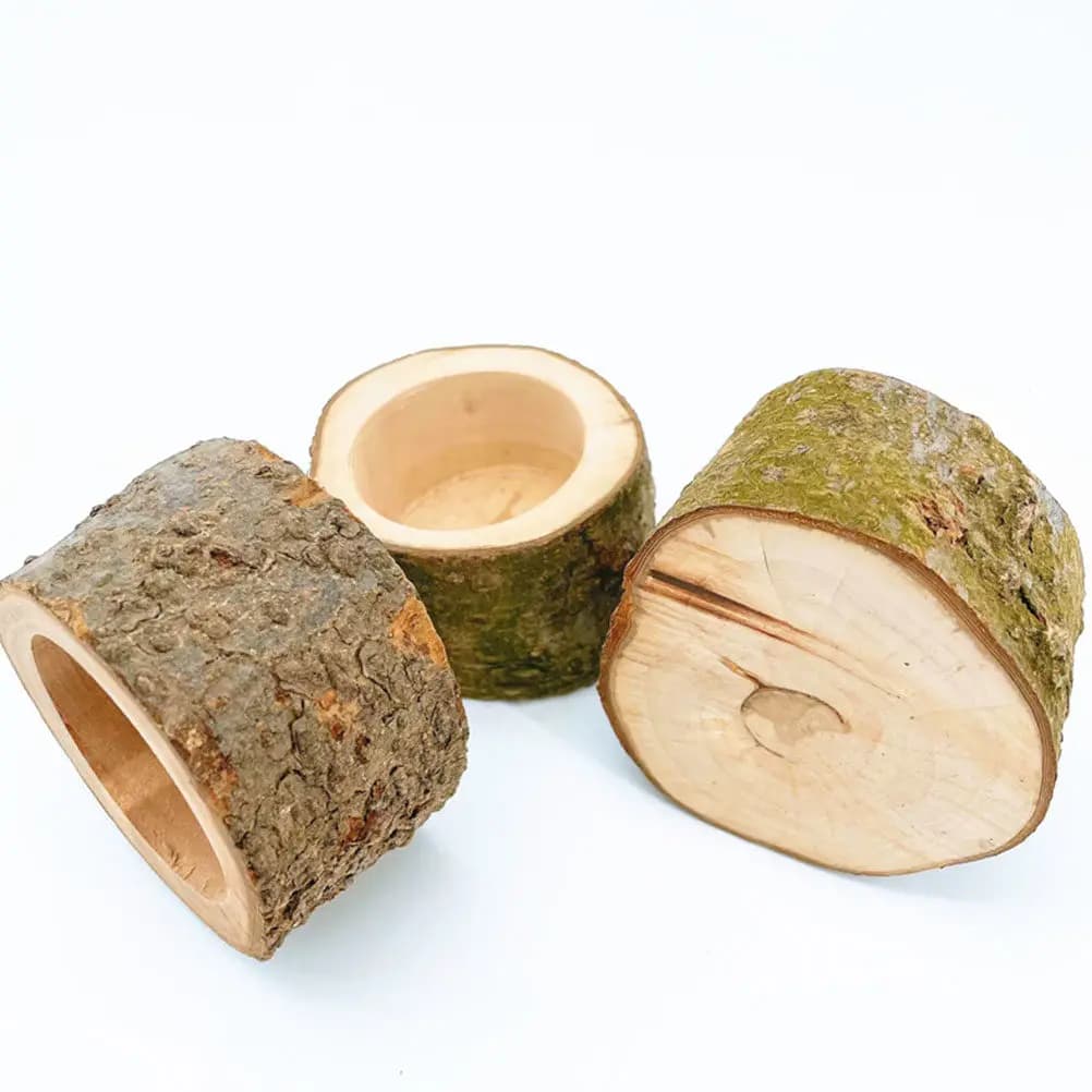 Wood Hamster Feeding Bowl Smooth Wear-Resistant Small Pet Feeder Bunny Squirrel Guinea Pig Food Container Guinea Pig Food Bowl
