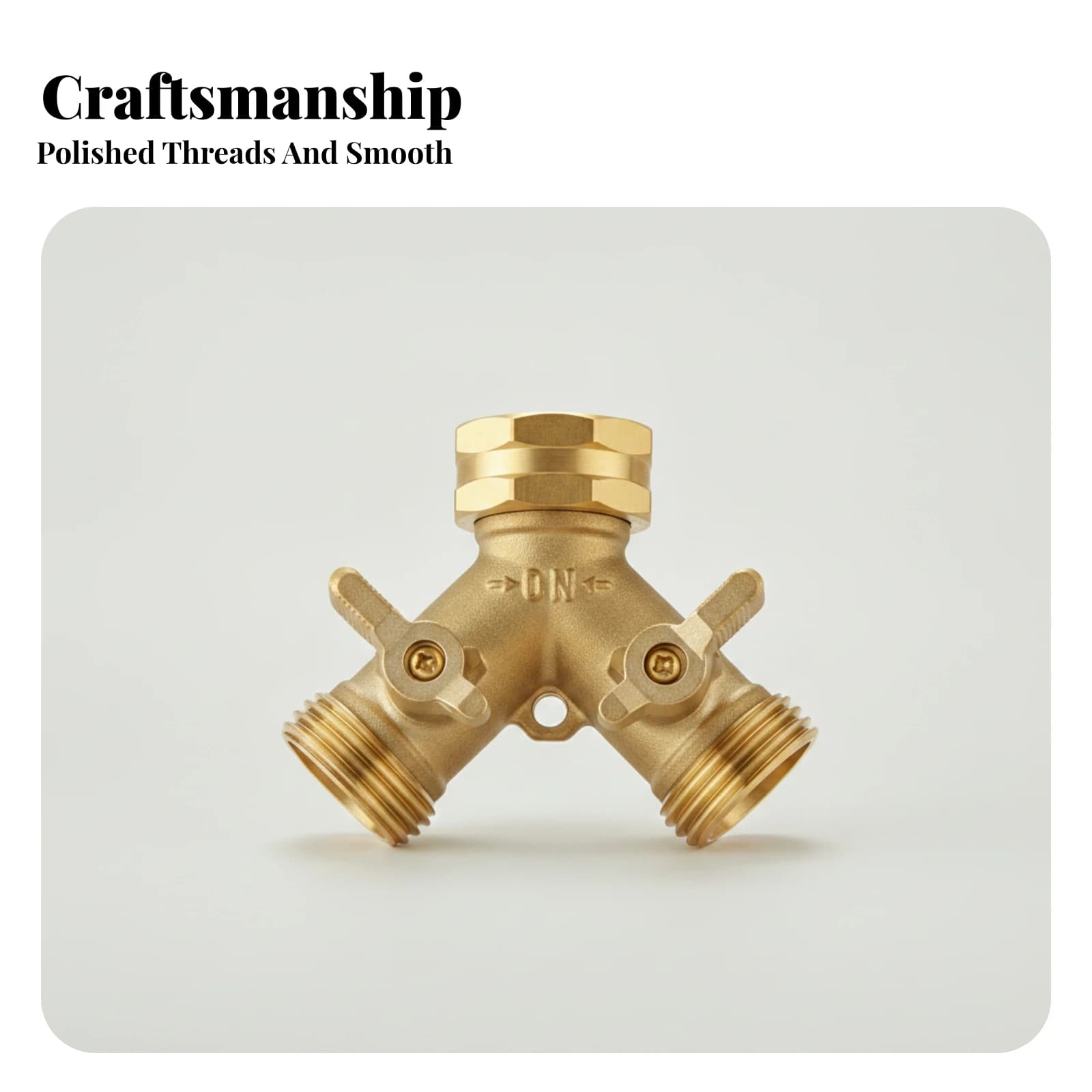 Dual Shut off Hose Splitter Rubber Sealing Rings Brass Hose Splitter Outdoor Tool Shutoff Valves Gold-Toned