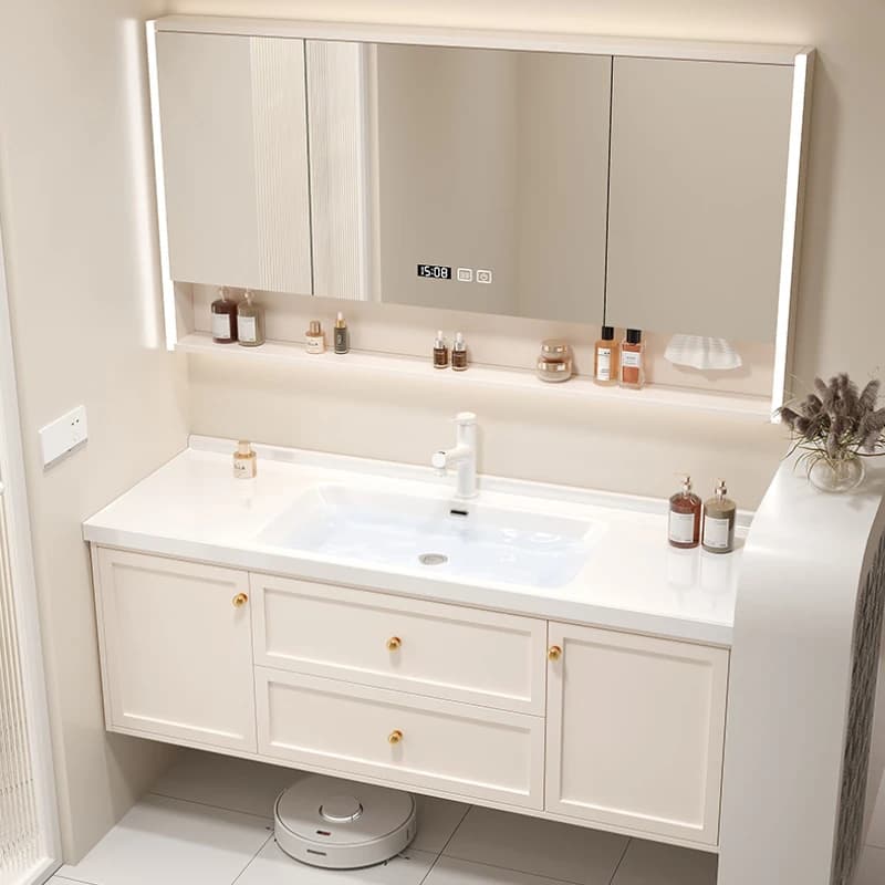 WC Armadietto da bagno completo per riporre piccoli armadietti Specchio Stazione stretta Asciugamano Lavandino ad angolo sotto i mobili da bagno Vanity