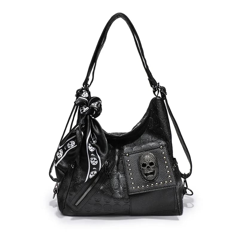 Borsa a mano in stile gotico da donna Tote Bag stile moto rivettata Borsa da donna grande Borsa a tracolla con teschio C168