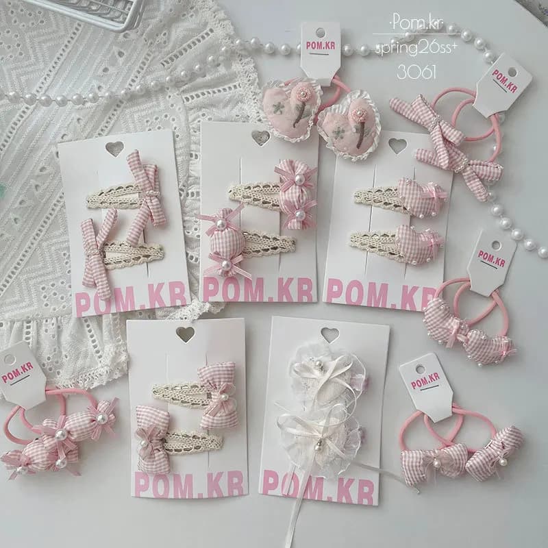 2 Pieces Elastic for Hair with Pink Square Printing, Baby Hair Clips, Korean Fashion, Springs and Kids Hair Accessories