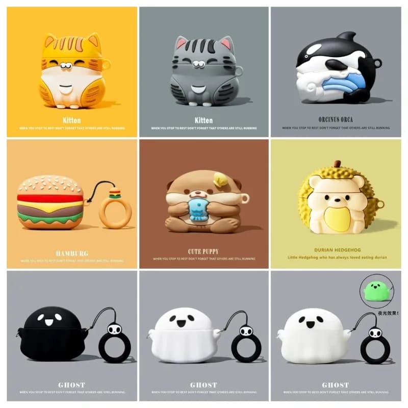 For AirPods Pro3 2025 Pro2 1/2 3 4 Case Cartoon Cat Puppy Orca Accessories for Silicone Earphones Soft Protective Case Shell Funda