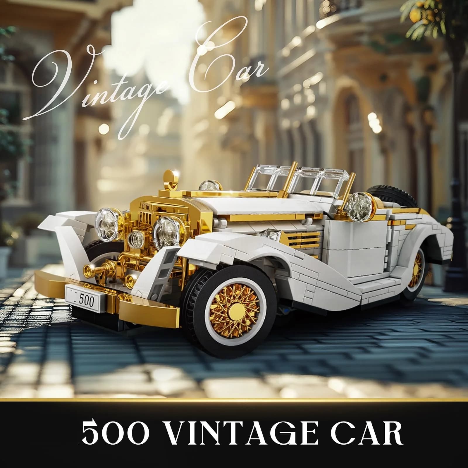 Kit Modello Auto Classica 868 Pezzi NO.10003, Set di Blocchi da Costruzione Auto d'Epoca MOC, Regalo per Bambini 8+ Anni/Collezionisti Adulti