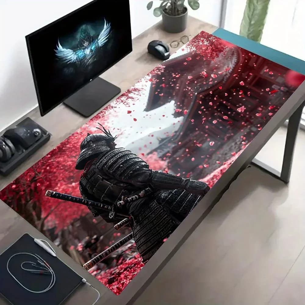 Samurai giapponese grande tappetino per mouse da gioco tappetino da scrivania tappetini da gioco antiscivolo durevole tappetino per mouse tastiera Cherry Blossom mauspad muismat
