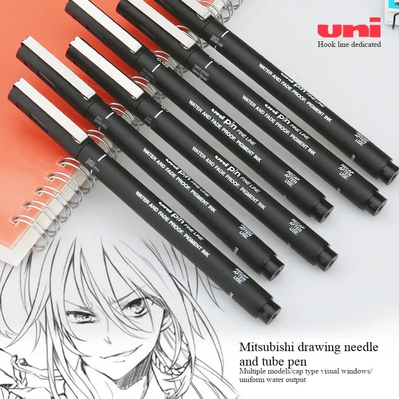 Uni Pin-200 Penna da disegno Fineliner 3/6/12pc Set Set da schizzi Penne gel ad ago impermeabili 0,25-0,94mm Disegnato a mano Design comico
