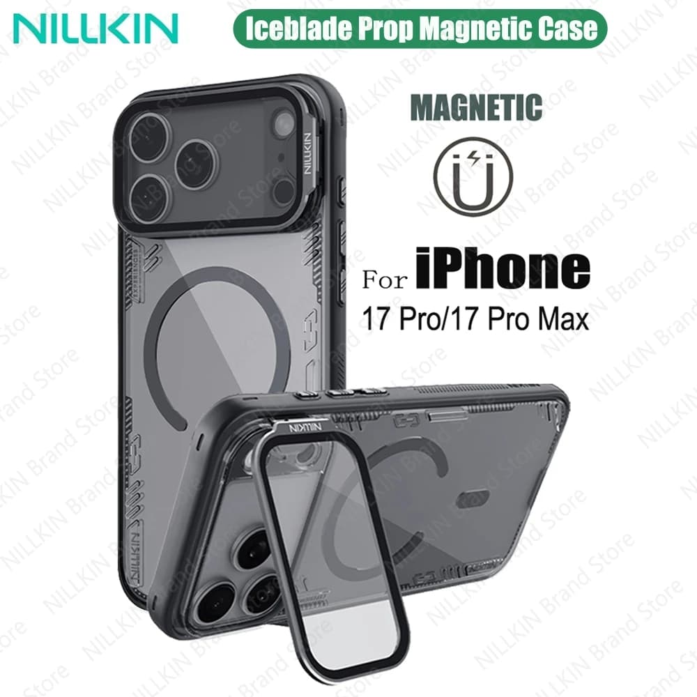 NILLKIN Per iPhone 17 Pro Max Magsafe Custodia Iceblade Prop Supporto Del Telefono Della Copertura Della Macchina Fotografica Custodia Magnetica Trasparente Per iPhone17 Pro