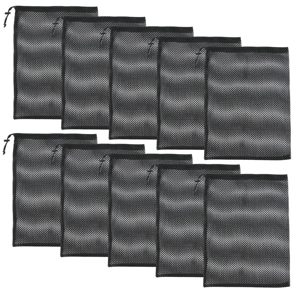 10Pcs Drawstring Mesh Bags Large Capacity Breathable Polyester Storage Bag Multi-Functional Laundry Golf Ball Camping Sports Net
