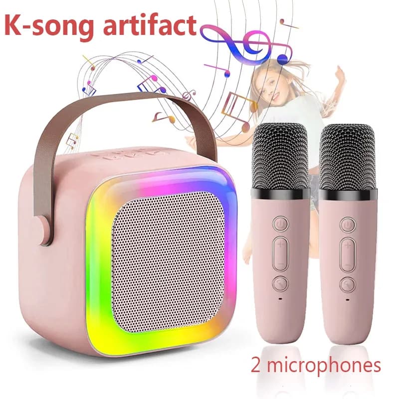 Bluetooth K12 Karaoke Machine Sistema di altoparlanti portatile 5.3 PA con 2 microfoni wireless Casa Famiglia Canto Regali per bambini