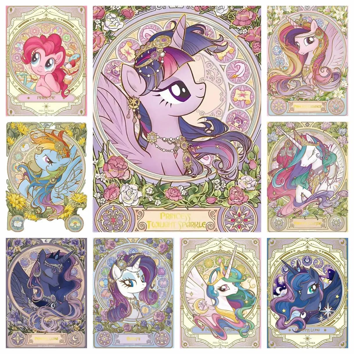Stile Mucha My Little Pony Pittura diamante 5D fai da te Punto croce Unicorno Strass Mosaico Ricamo Decorazioni per la casa Regalo per bambini