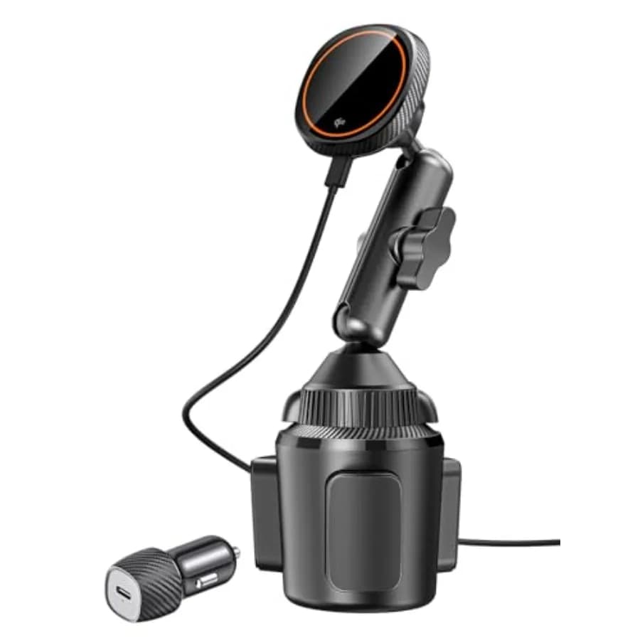 Caricabatterie da auto Qi2 15W Magsafe, caricabatterie wireless per telefono da auto con supporto per portabicchieri, ventola di dissipazione del calore, ricarica rapida magnetica P