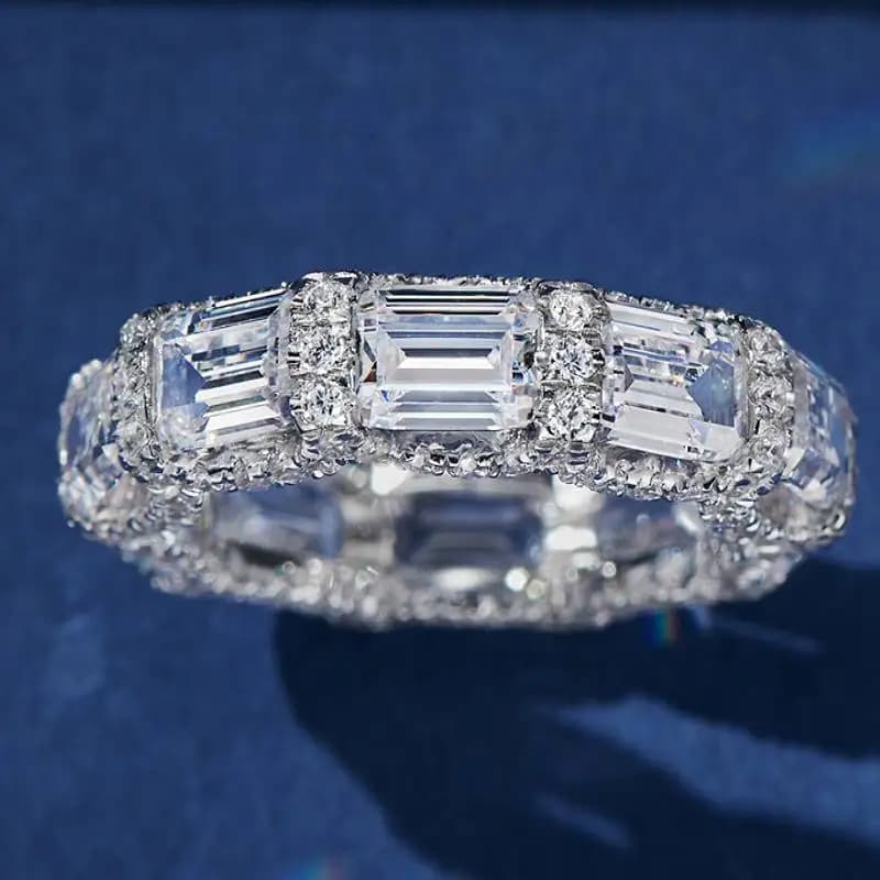 Huitan Anello geometrico da donna Stile fresco Matrimonio affascinante Accessori di fidanzamento quotidiano intarsiato CZ lucido Gioielli di moda versatili