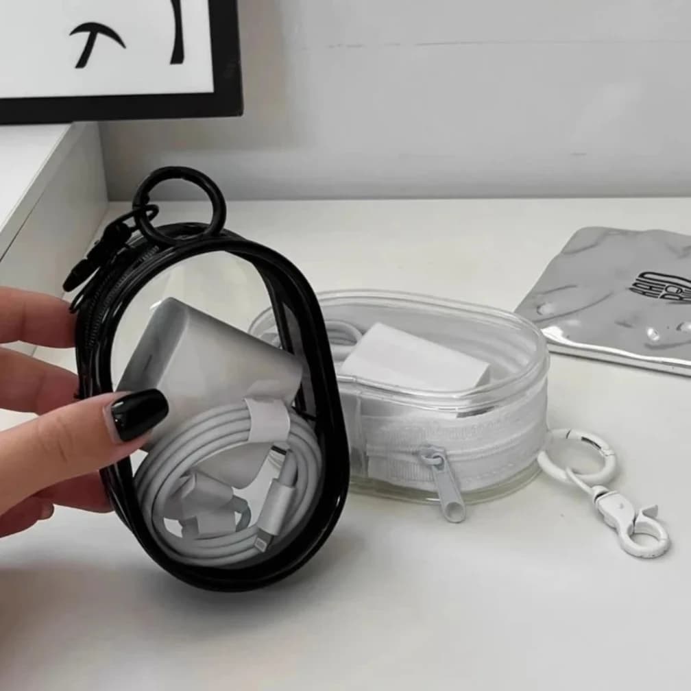 Borsa organizer per cavi da viaggio trasparente Custodia per caricabatterie portatile Accessori per la casa, l'ufficio, il design del ciondolo da viaggio