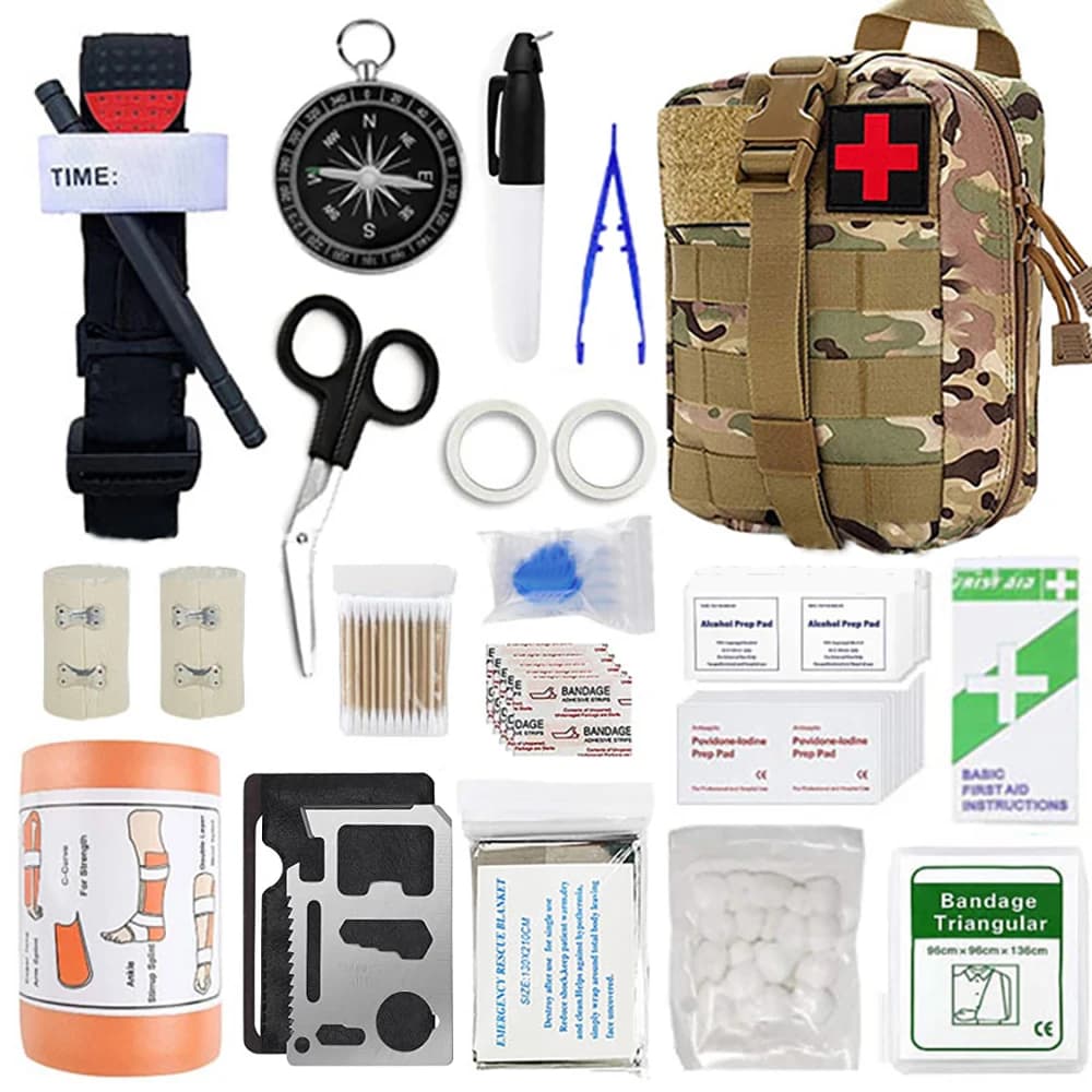 166pcs attrezzatura di emergenza da campeggio all'aperto forniture selvagge set di strumenti di sopravvivenza Kit di pronto soccorso multifunzionale borsa tattica
