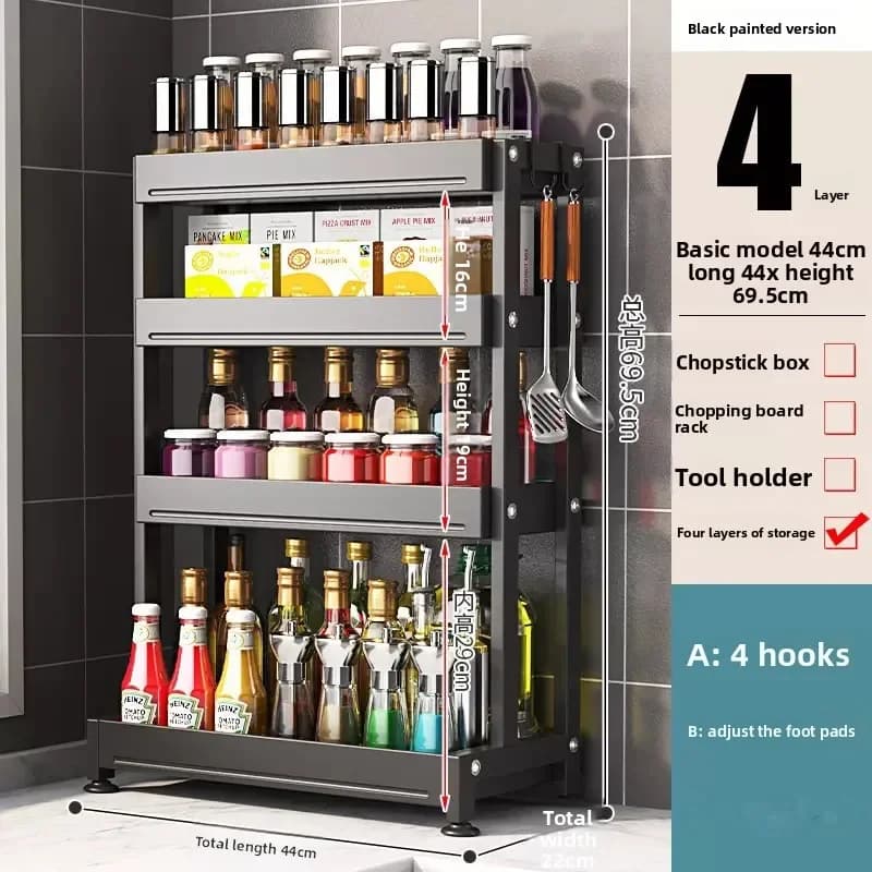 Kitchen rack Multifunctional seasoning rack Multi-layer knife holder Cutting board Storage kitchen utensils shelf