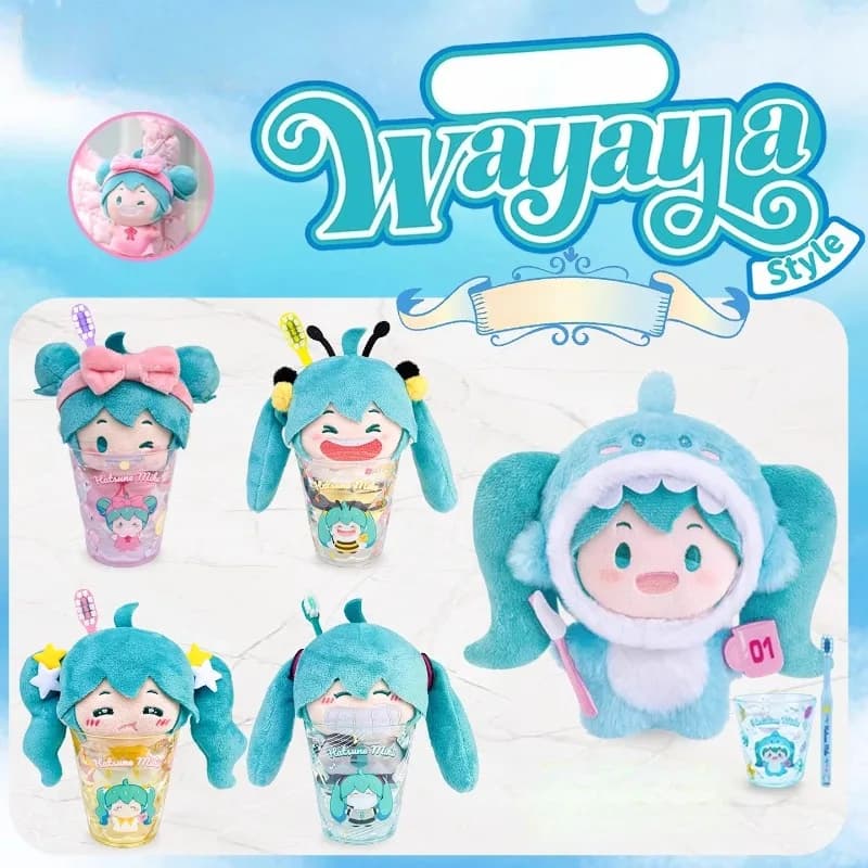 Anime Periferico Genuino Hatsune Miku Wayaya Peluche Cieco Scatola Spazzolino Da Denti Tazza di Lavaggio Set Bambola Garage Kit Ciondolo Anime Periferico