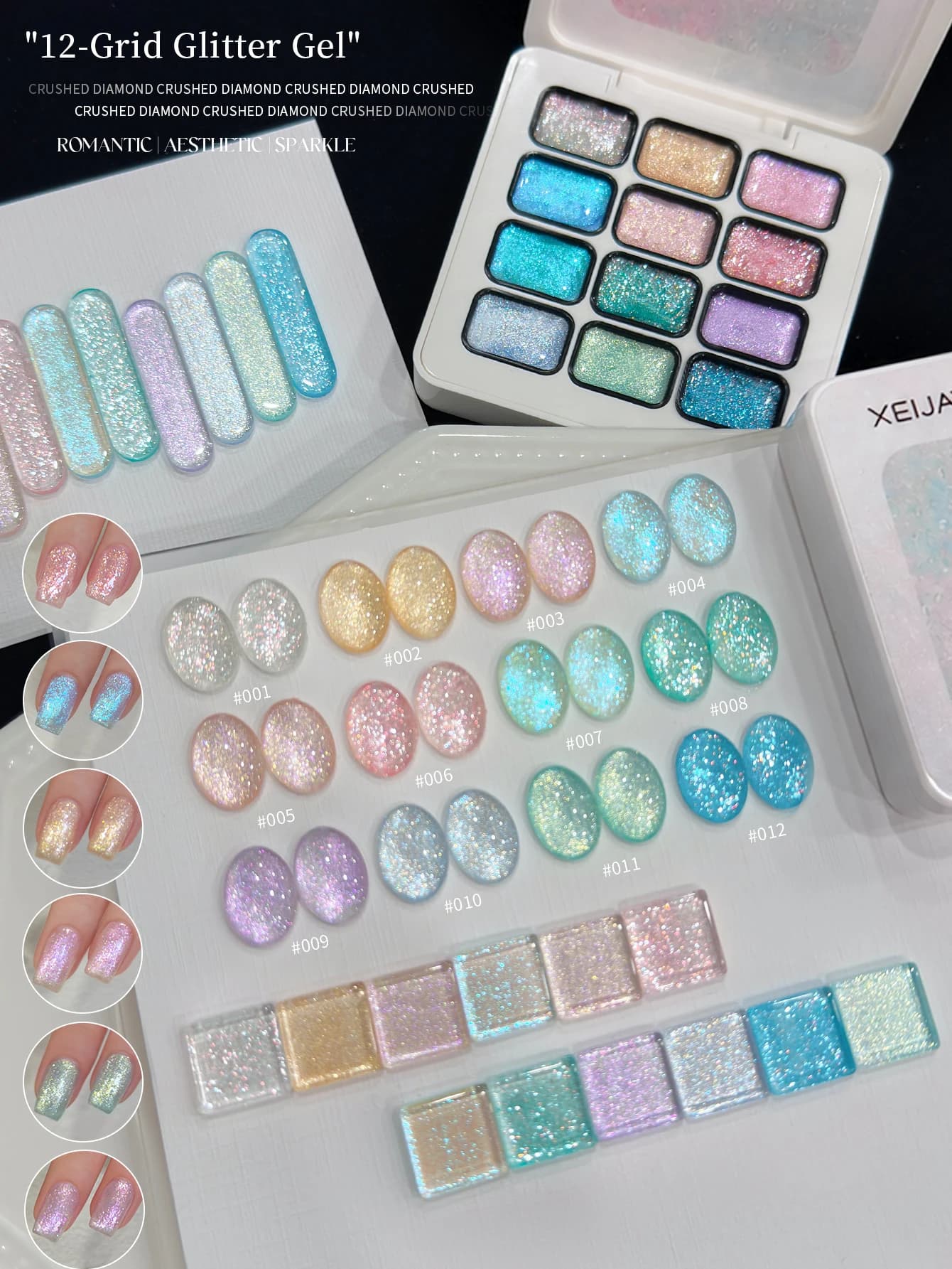 XEIJAYI Gel per unghie in 12 colori, effetto sfumato, ad alta saturazione, popolare, semisolido, per uso professionale nei saloni di bellezza.
