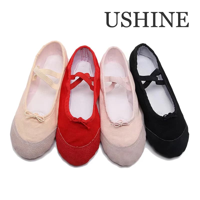 USHINE Pantofole piatte da palestra per yoga Bianco Rosa Bianco Nero Scarpe da ballo per balletto in tela per ragazze Bambini Donne Insegnante Ballerina