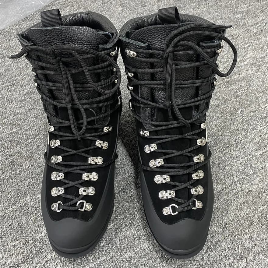 Customized Men Leather Black High Quality Functional Thick soled Motorcycle Hiking He Boots