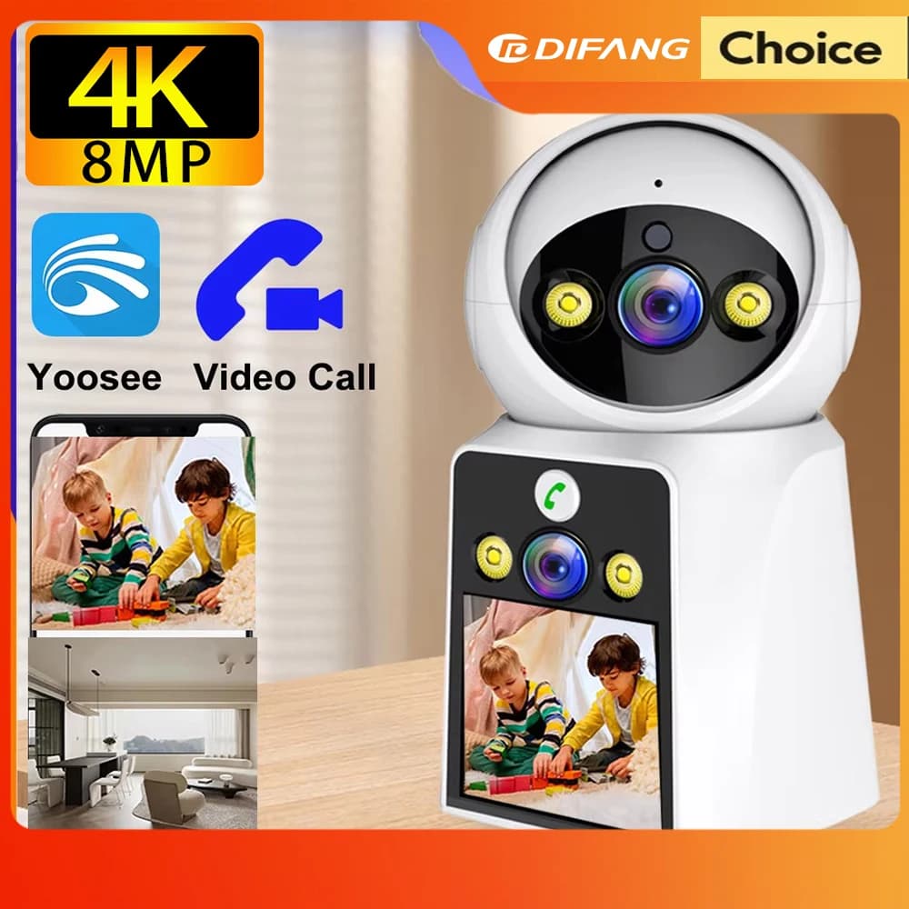 DIFANG yoosee 4K Dual Screen videochiamata bidirezionale telecamera WiFi, monitoraggio automatico, visione notturna a colori, Baby Monitor Wireless per interni Cam