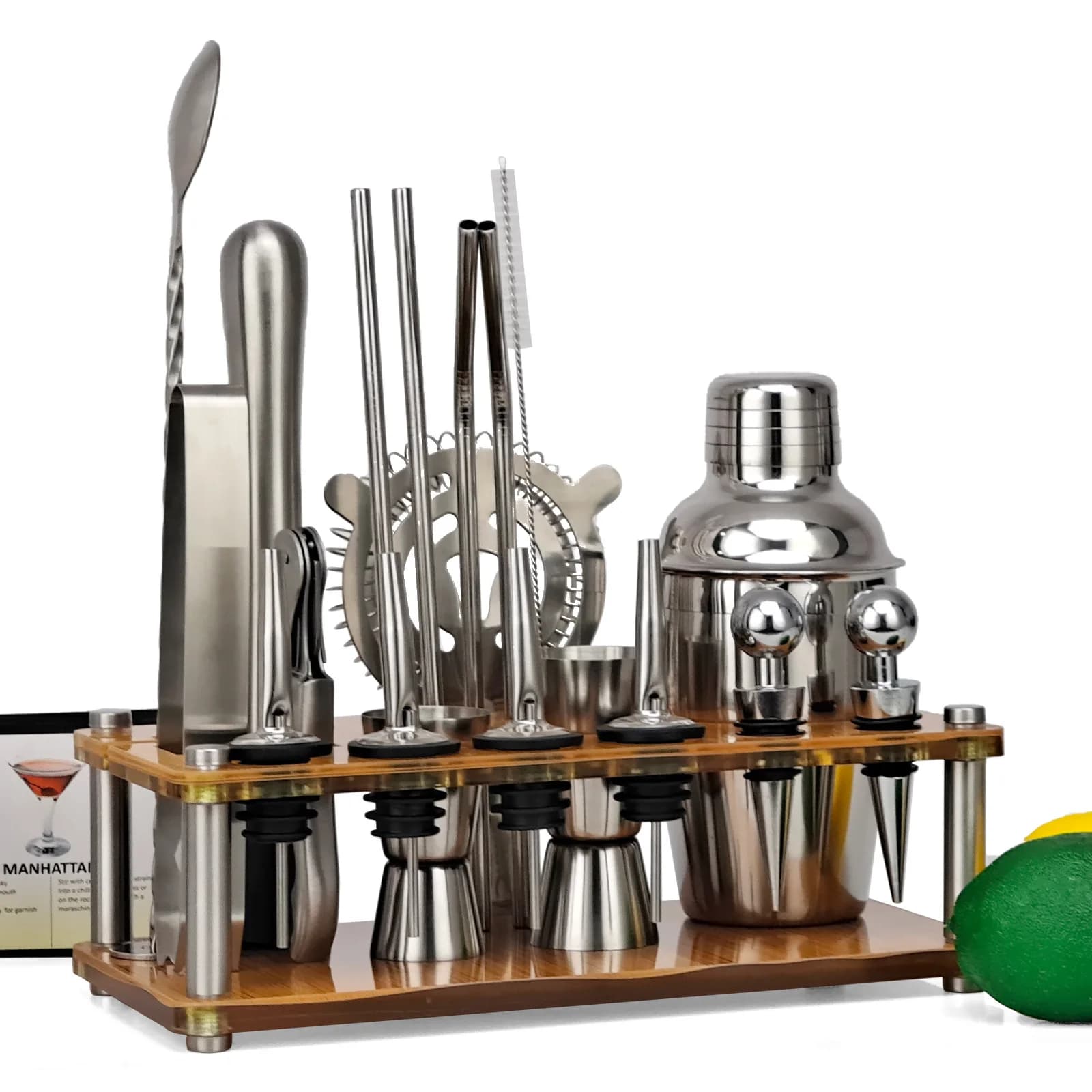 21pcs 750/550ml Boston Cocktail Shaker Set barista Kit strumenti acciaio inossidabile Martini Shaker Mixer Drink barista Cocktail Set