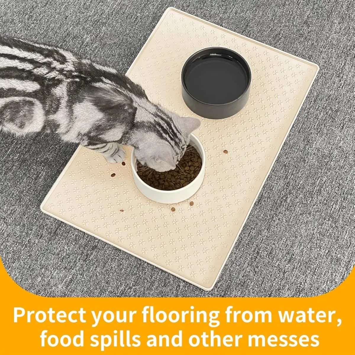 Dog Food Mat Anti-Slip Pet Bowl Mats for Food Water, High-Lips Pet Placemat Prevent Messy Spills To Floor for All Size Dogs Cats