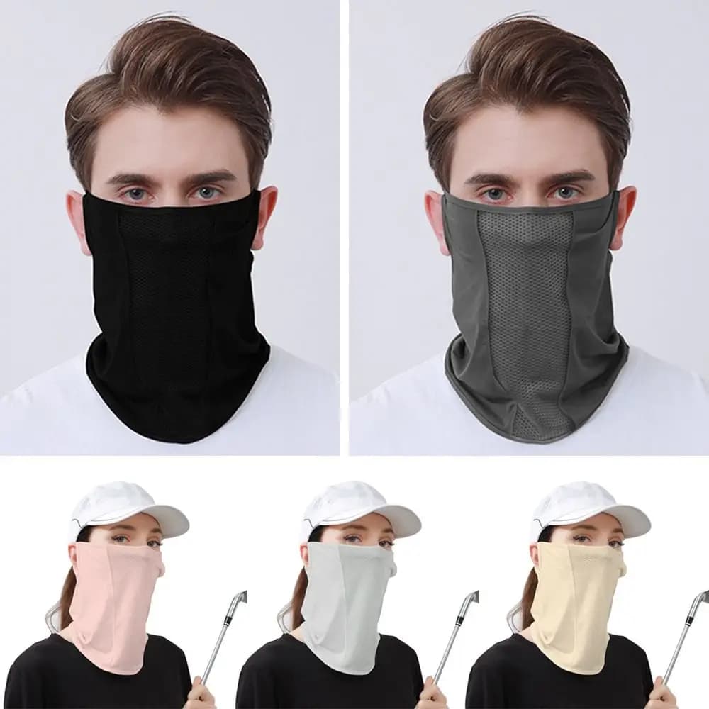 Summer Solar Protection Ice Silk Mask Sun-proof White Solid Color Solar Protection Face Scarf Mesh Breathable Face Scarves Wrap Cover for neck