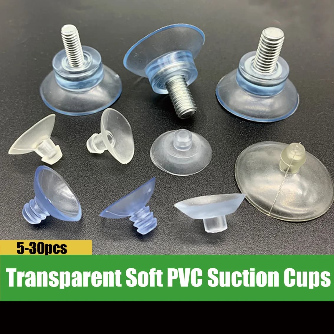 Ventosa trasparente in PVC da 18mm 20mm 30mm, nessuna perforazione richiesta, riutilizzabile, forte adesione, ganci portaoggetti, ventosa con filettatura M6 M8