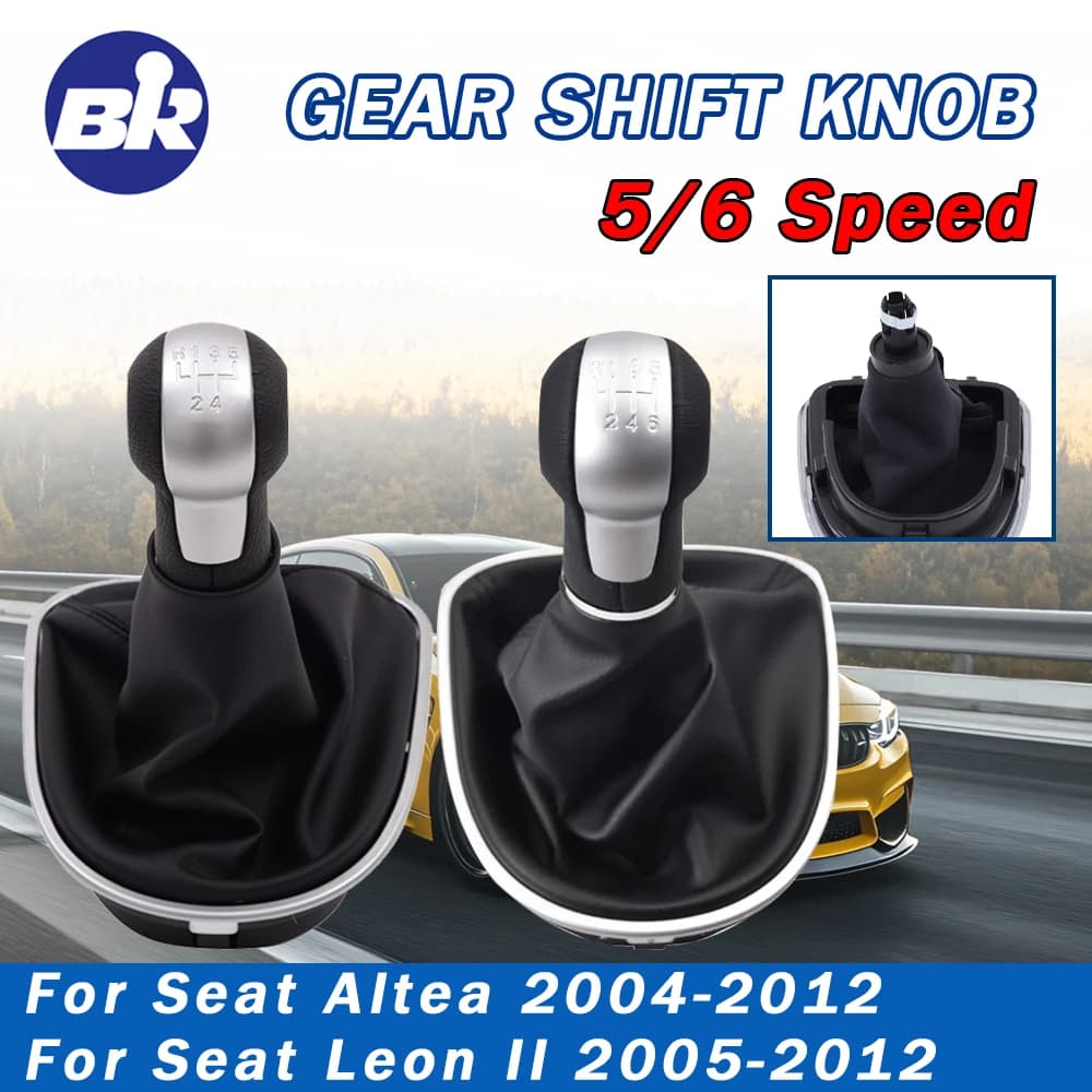 Auto Parts 5/6 Speed Car Gear knob With Glue Boot Cover for Seat Altea 2004-2012 Seat Leon II 2005-2012 Interior Car
