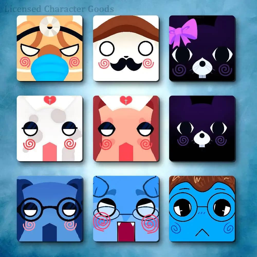 A-Animal H-Hospital Full Face Icon Square PFP Refrigerator Magnets Square Tiles with Magnetic Sheets Printed for Decoration 55mm