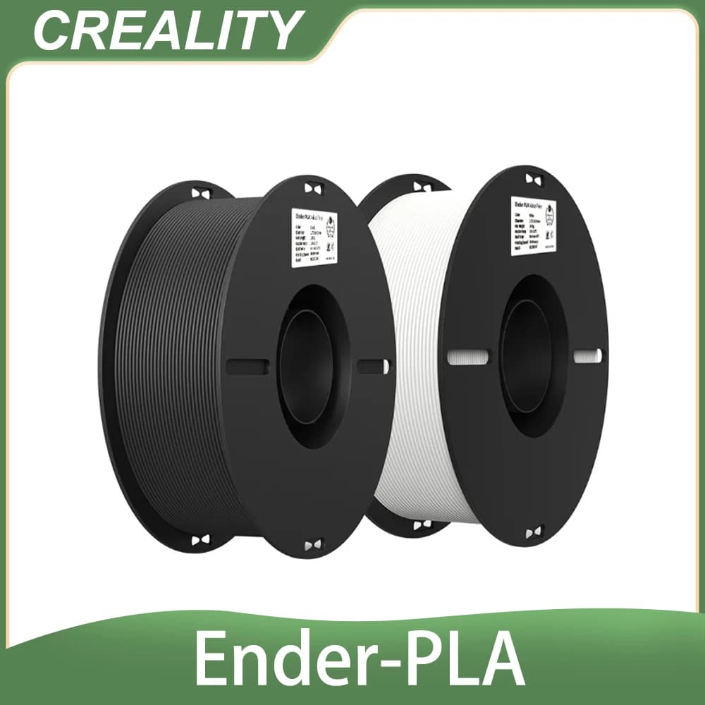 PLA Creality Filament Compatible with the Most 3D Printers, 1.75mm, 2kg, White and Black, Ender-PLA, Convenience Pack 2 Spools