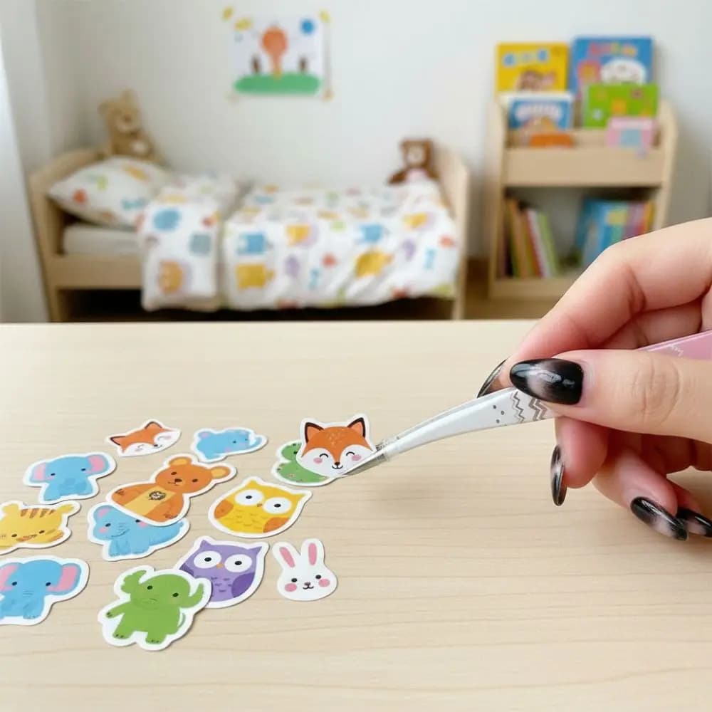 Stainless Steel Curved Stickers Tweezers High Precision Cartoon False Eyelash Tweezers Anti-static Eyelash Curler