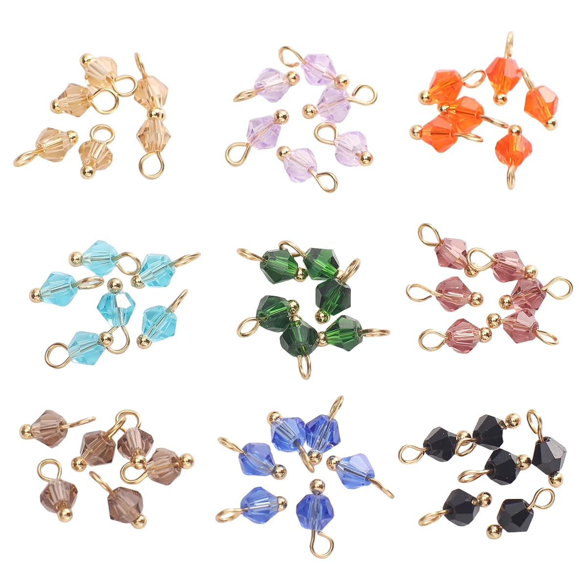 Perline di vetro a punta piccole da 4 mm, 5 pezzi, ciondoli in cristallo per bracciali, collane, orecchini, connettori per la creazione di gioielli, piccoli pendenti fai da te