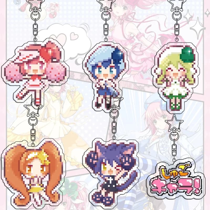 Shugo Chara Pixel Acrylic Keychain Yoshimo Miku Exquisite student bag Utsumi Decor accessories Pendant Eru Keychain gift