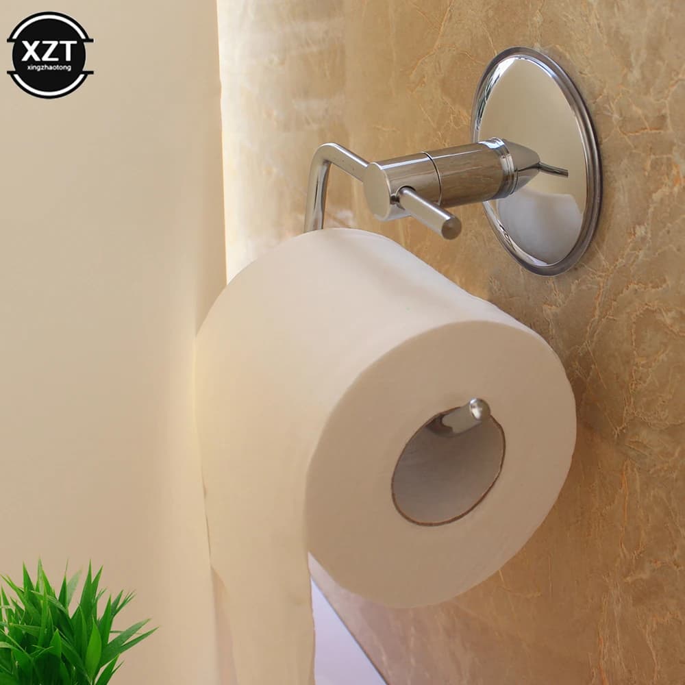 Portarotolo a ventosa portarotolo per wc senza foratura supporto a parete in acciaio inossidabile argento portarotolo per bagno resistente alla ruggine durevole