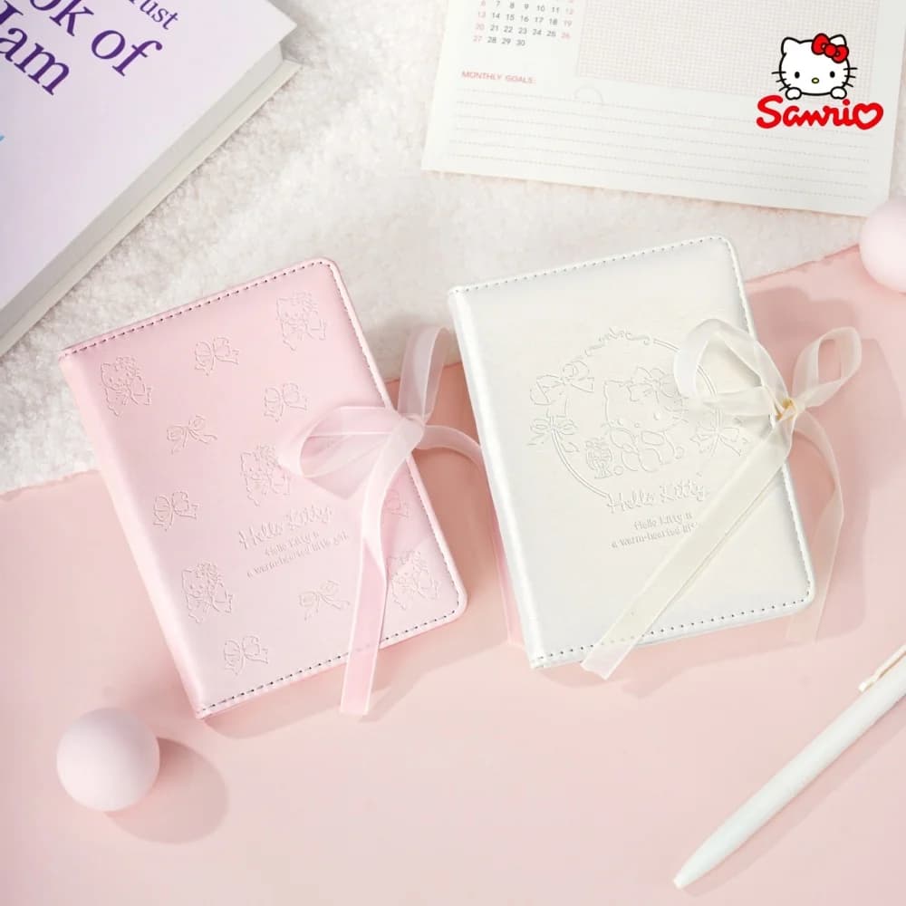 Genuine Sanrio Hello Kitty Macaron Color Palette PU Planners Cartoon Kt Cat Portable A6 Notebooks For Office Memos Travel Notes