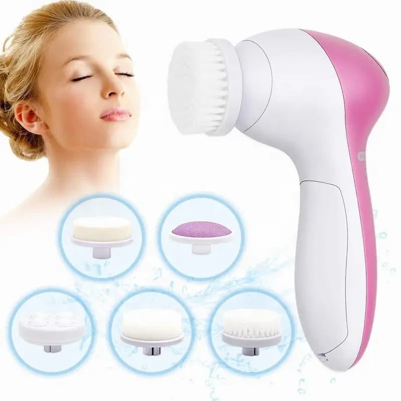 Spazzola Elettrica per Pulizia Viso 5 IN 1, Dispositivo per Lavaggio e Massaggio, Strumento per la Cura della Pelle e la Rimozione dei Punti Neri