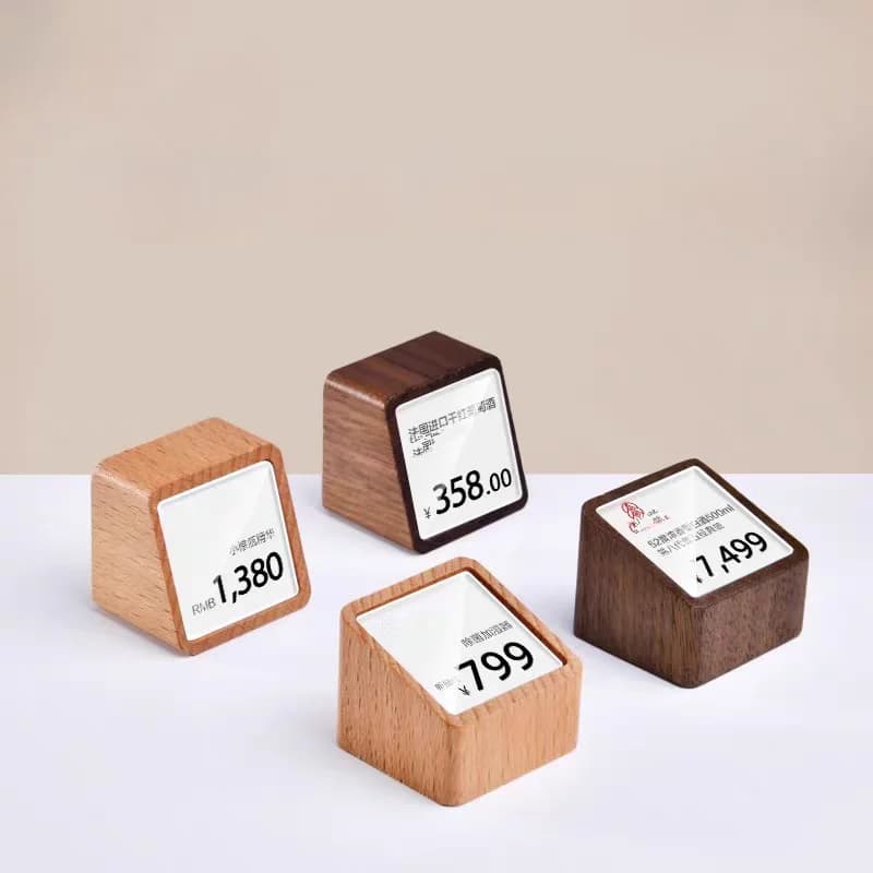 Orologio Anello Telefono Mini Etichetta prezzo in legno Etichette per carte di carta Tavolino Porta biglietti per biglietti Porta cartello in acrilico Espositore