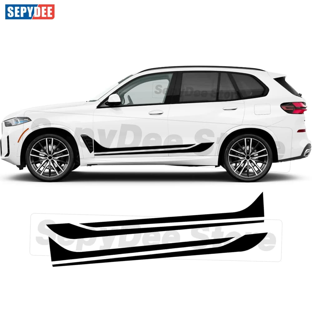 2X Adesivi per Minigonne Laterali Auto per BMW X5 G05, Decorazione Carrozzeria, Strisce Racing, Pellicola Vinilica, Decalcomania, Accessori Auto