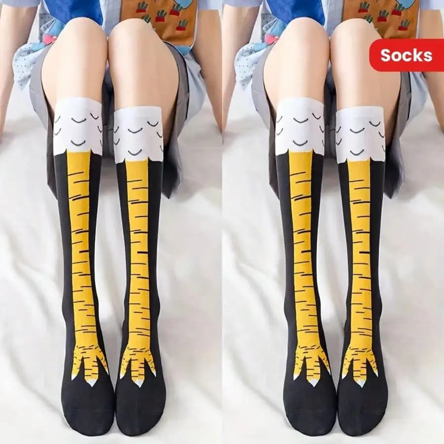 3 paia di calzini neri divertenti a forma di zampa di pollo, adatti per abbigliamento casual o formale, con un interessante design del motivo dei calzini