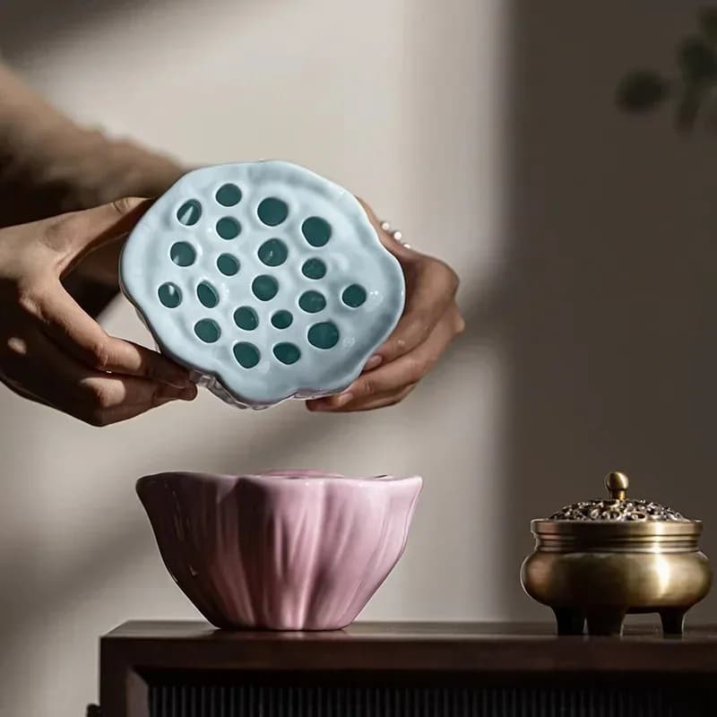 Filler Tea Table Decor Art Craft Home Ceramic Lotus Seed Bowl Dry Flower Arrangement Hydroponic Vase