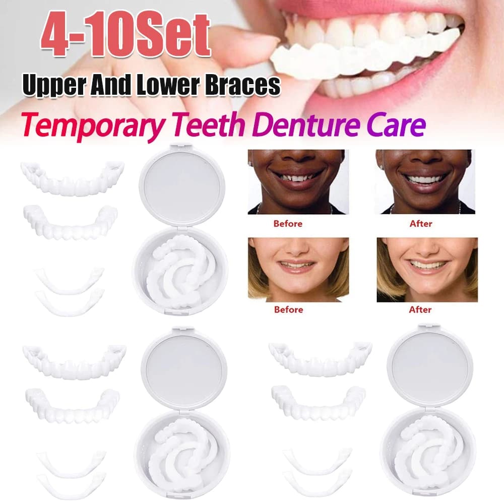 2 Paia of Orthodontic Apparatus and Replacement Substitutes, Dentarian Prosis, Dentiere Care, Cover for Fin Superior Tooths, Restores a Safe Smile